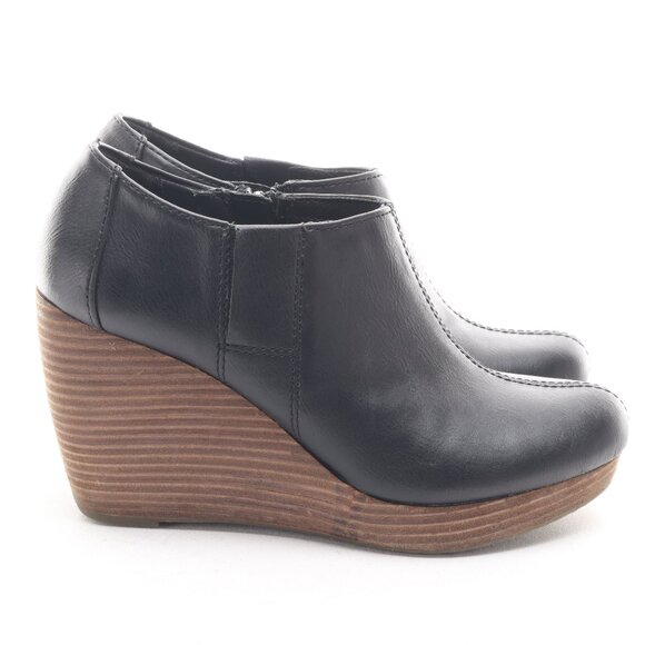 Dr. Scholl‘s Women Vegan Leather HARLIE Ankle Bootie Wedges 7 Black/Brown - Picture 3 of 16